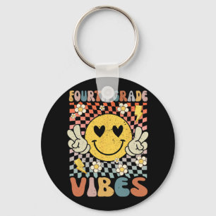 Fourth Grade Vibes 4th Grade Retro Teacher 1st Day Key Ring