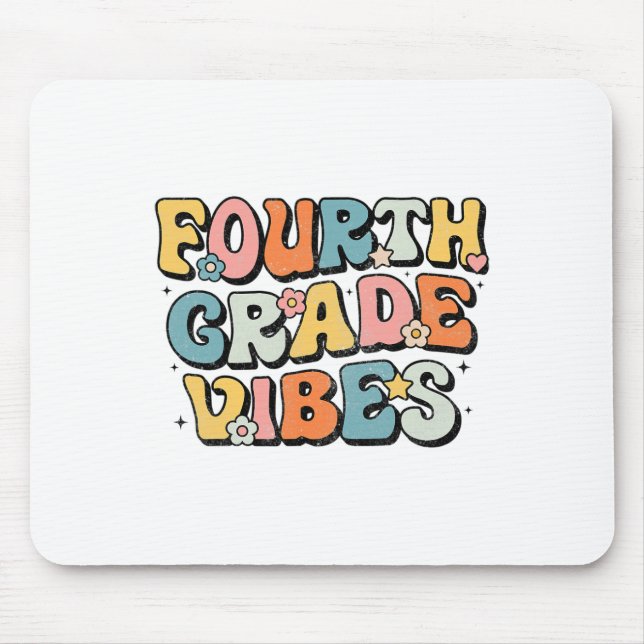 Fourth Grade Vibes - 4th Grade Team Retro 1st Day  Mouse Mat (Front)