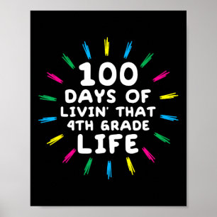 Fourth Grader Life 4th Grade 100 Days Of School  Poster