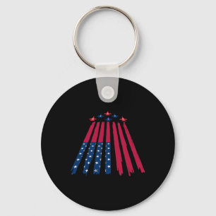 Fourth July 4th Independence Day American Flag Fly Key Ring