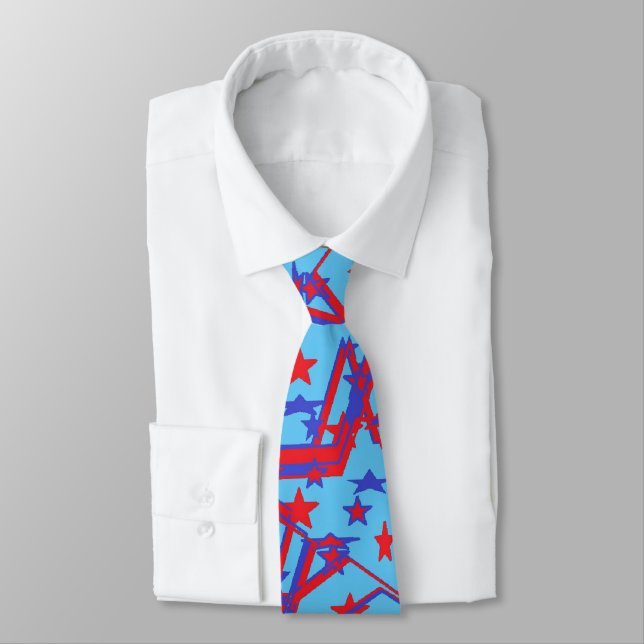 Fourth July ..Red White Blue Abstract Tie (Tied)