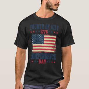 Fourth of July 1776 Independence Day USA Flag T-Shirt