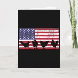 Fourth Of July 4th Chicken Hen Farm American Flag Card