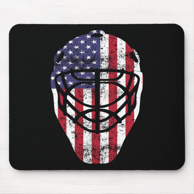 Fourth of July 4th Hockey Goalie Mask American Fla Mouse Mat (Front)