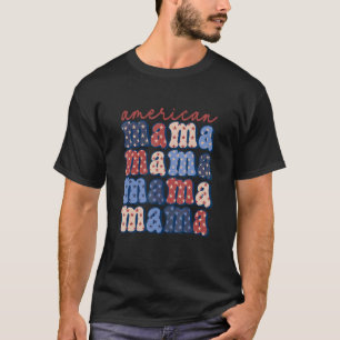 Fourth Of July 4th Women American Flag Graphic Pat T-Shirt