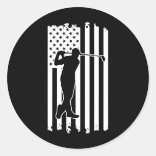 Fourth Of July American Flag Golf Course Sports An Classic Round Sticker