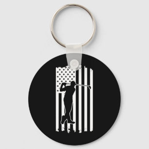 Fourth Of July American Flag Golf Course Sports An Key Ring