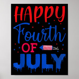Fourth Of July American Flag Independence Day Red Poster