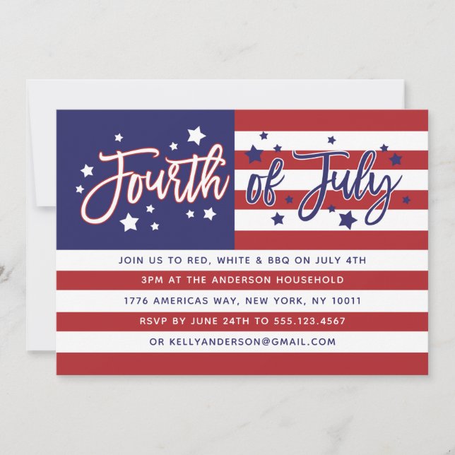 Fourth of July American Flag Party Invitation (Front)