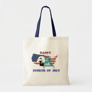 Fourth of July American Freedom Eagle Illustration Tote Bag
