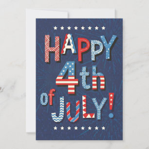 Fourth of July Art Patriotic Celebration Artwork H Holiday Card