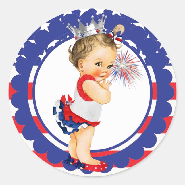 Fourth of July Baby Shower Sticker (Front)