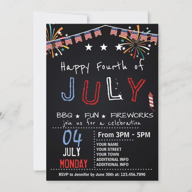 FOURTH OF JULY BARBECUE PARTY INVITATION (Front)