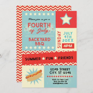 Fourth of July Barbeque Party  Invitation