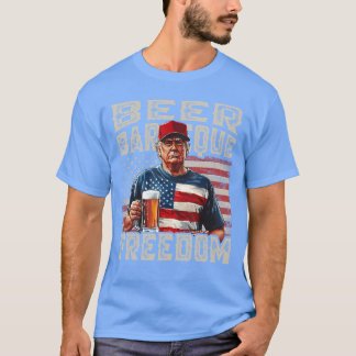 Fourth Of July BBQ Beer And Freedom Red White Blue T-Shirt