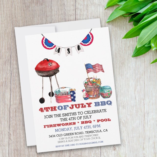 Fourth of July BBQ Independence day party  Invitation (Creator Uploaded)