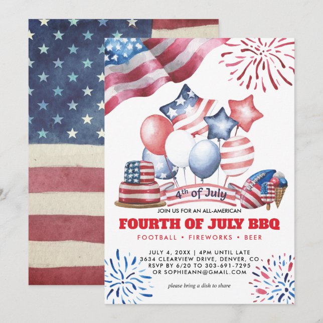 Fourth of July BBQ Invitation (Front/Back)