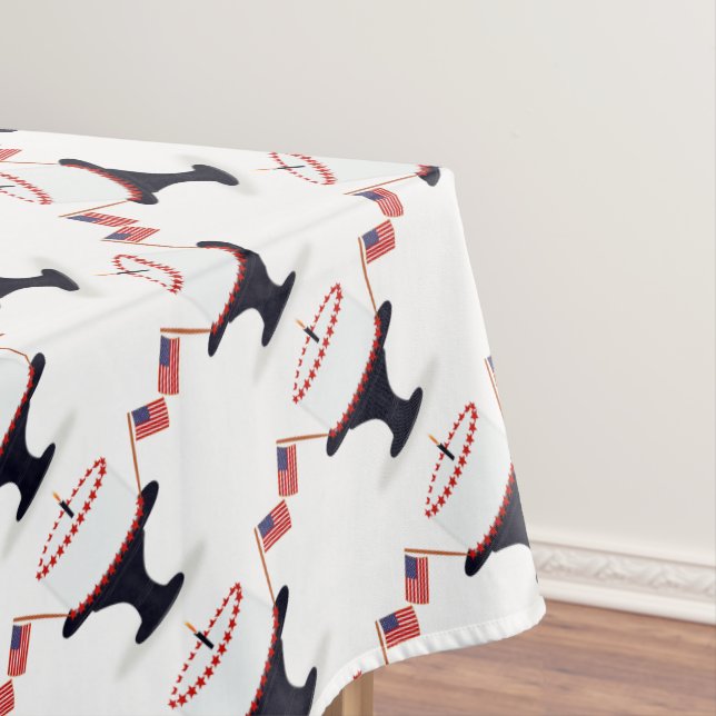 Fourth of July Birthday Cake Themed Tablecloth (In Situ)