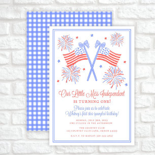 Fourth of July Birthday Invitation, American Flag  Invitation