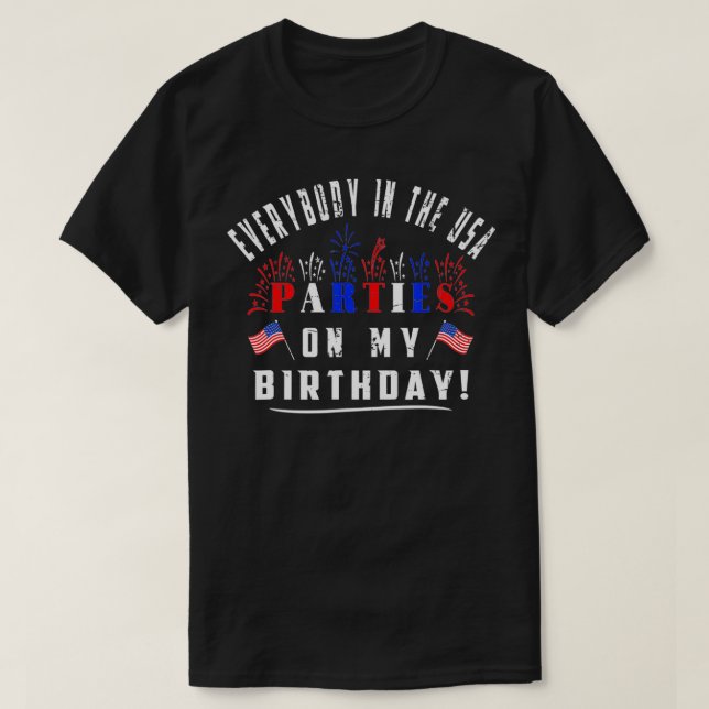 Fourth of July Birthday Party Meme American Flag U T-Shirt (Design Front)