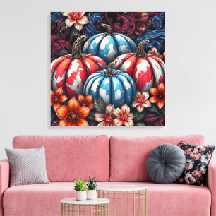 Fourth Of July Camo Pumpkins Canvas Print