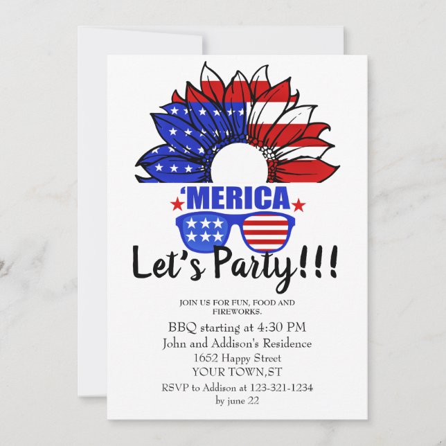 Fourth of JULY  cool and simple Invitation (Front)