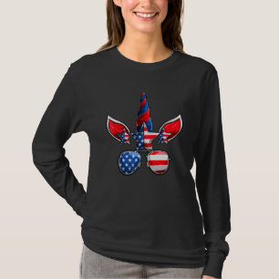 Fourth Of July Cute Unicorn American Flag Girls W T-Shirt