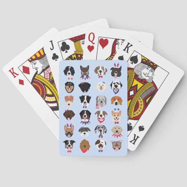 Fourth Of July Dog Faces Playing Cards (Back)
