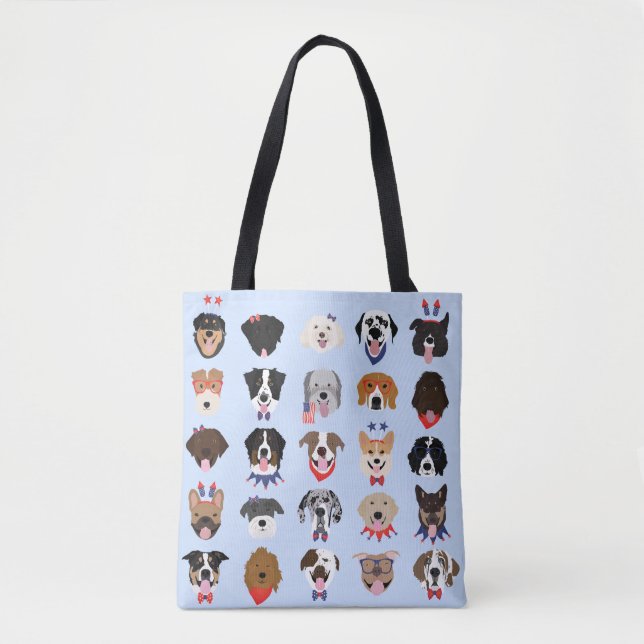 Fourth Of July Dog Faces Tote Bag (Front)
