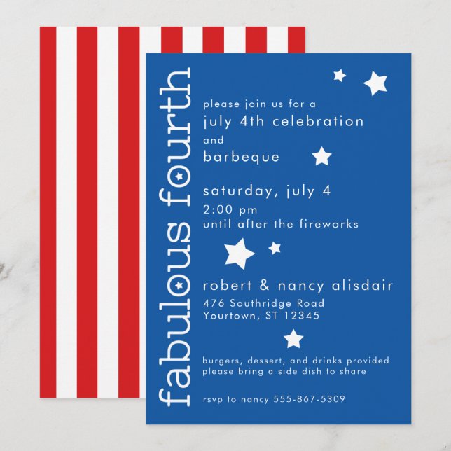 Fourth of July | Fabulous Fourth Patriotic Invitation (Front/Back)