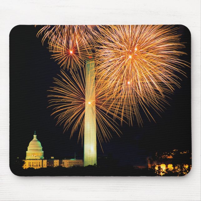 Fourth of July, Firework Display, Skyline Mouse Mat (Front)