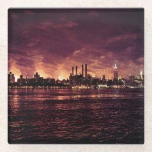Fourth of July Fireworks behind Manhattan Glass Coaster