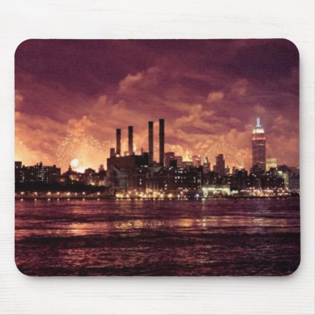 Fourth of July Fireworks behind Manhattan Mouse Mat (Front)