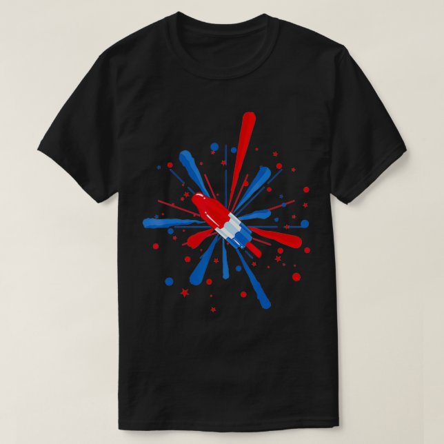 Fourth of July Fireworks Popsicle  T-Shirt (Design Front)