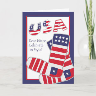 Fourth of July for Niece, Patriotic Socks Card