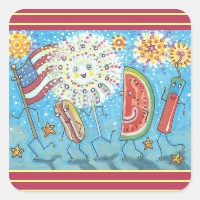 FOURTH OF JULY GANG & FIREWORKS STICKERS *Sheet (Front)