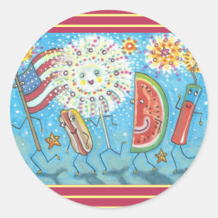 FOURTH OF JULY GANG & FIREWORKS STICKERS *Sheet