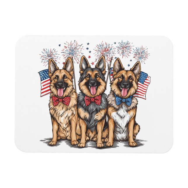 Fourth Of July German Shepherd Dogs Magnet (Horizontal)