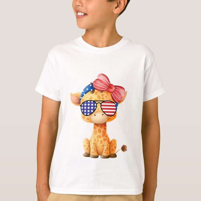 FOURTH OF JULY GIRAFFE T-Shirt (Front)