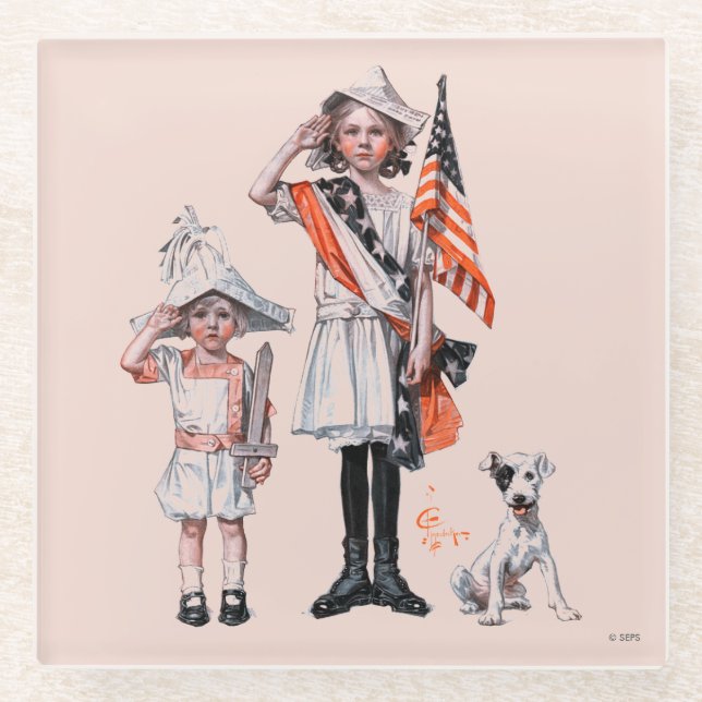 Fourth of July Glass Coaster (Front)