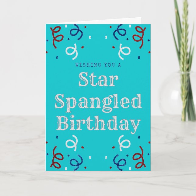 Fourth Of July Glitter Birthday Card (Front)