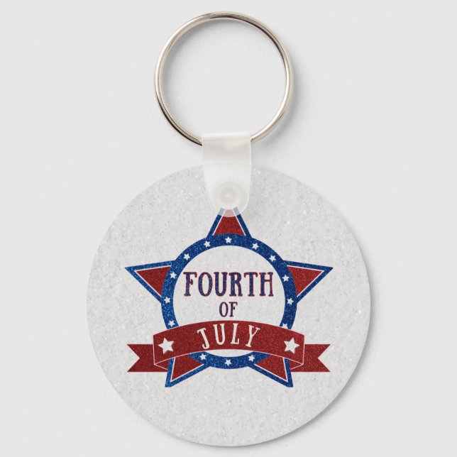 Fourth Of July Glitter Key Ring (Front)