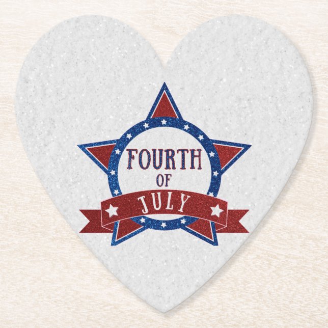 Fourth Of July Glitter Paper Coaster (Front)