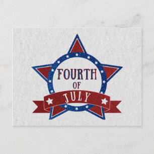 Fourth Of July Glitter Postcard