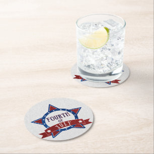 Fourth Of July Glitter Round Paper Coaster