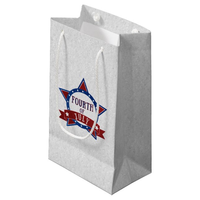 Fourth Of July Glitter Small Gift Bag (Front Angled)