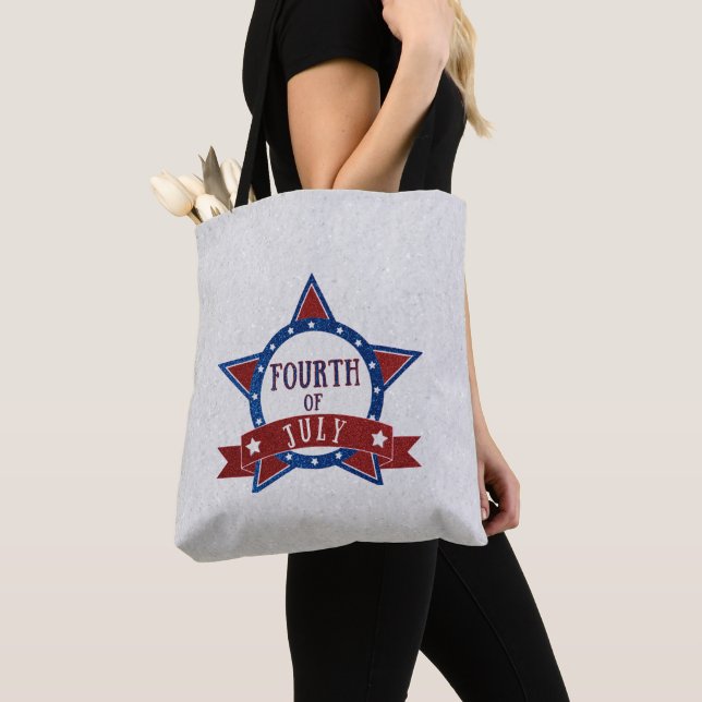 Fourth Of July Glitter Tote Bag (Close Up)