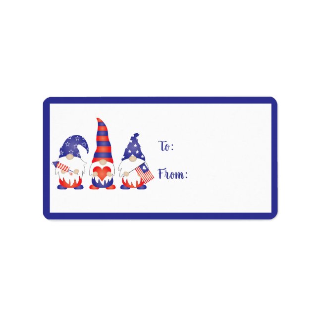 Fourth Of July Gnomes Red White Blue Label (Front)