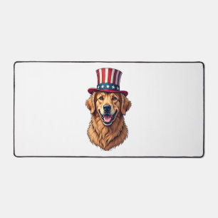 Fourth of July Golden Retriever Vintage Shirt 4 Desk Mat