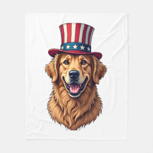 Fourth of July Golden Retriever Vintage Shirt 4 Fleece Blanket
